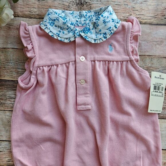 Ralph Lauren New Pink Romper and Kate Quinn Tank Onesie Size 0-3 and 9m - Picture 2 of 11